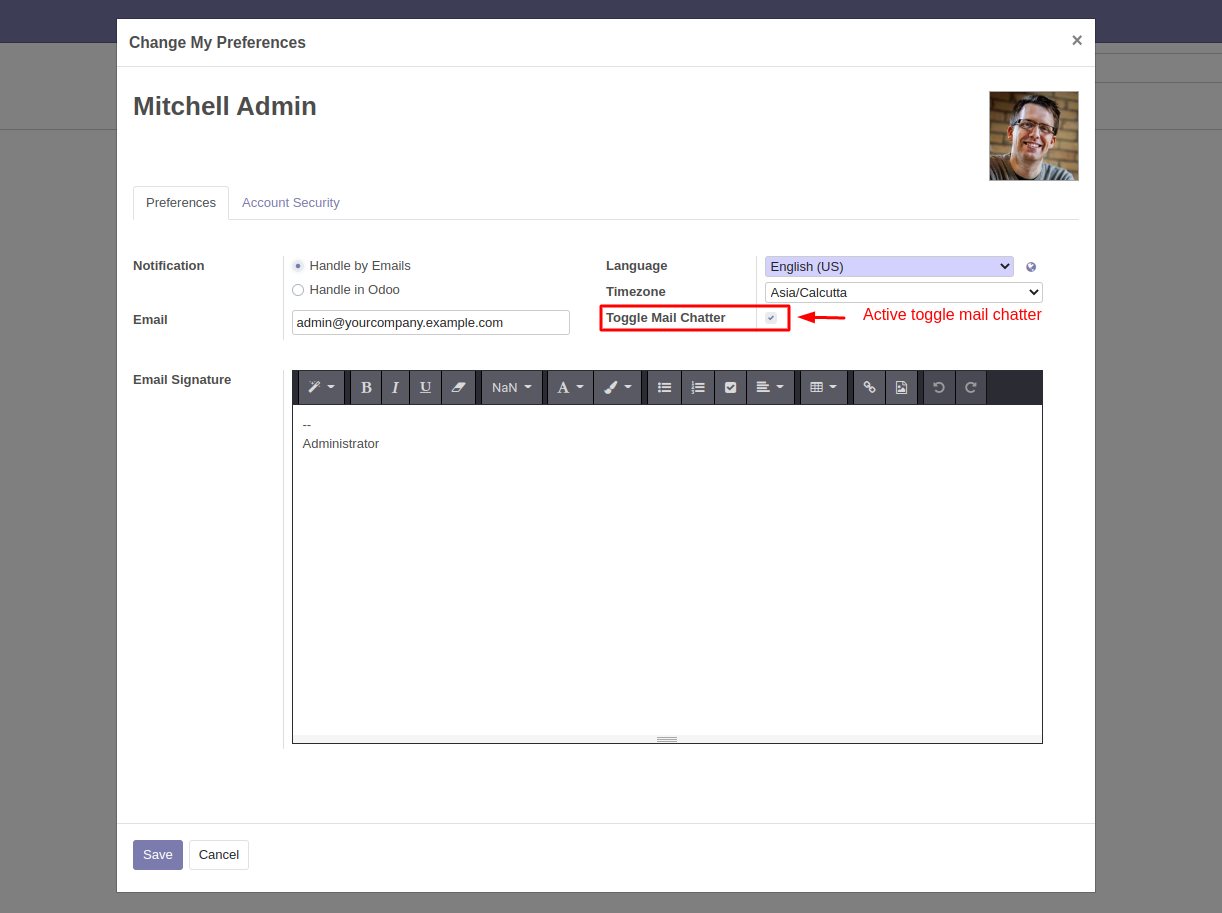 Mail Chatter Toggle - You can toggle mail chatter by using this module. | Mail | Discuss | Chatter | Mail Chatter | Toggle | Inbox | Mail Chatter Toggle | Minimize and Maximize Mail Chatter | Mail Chat Toggle | Chat Log