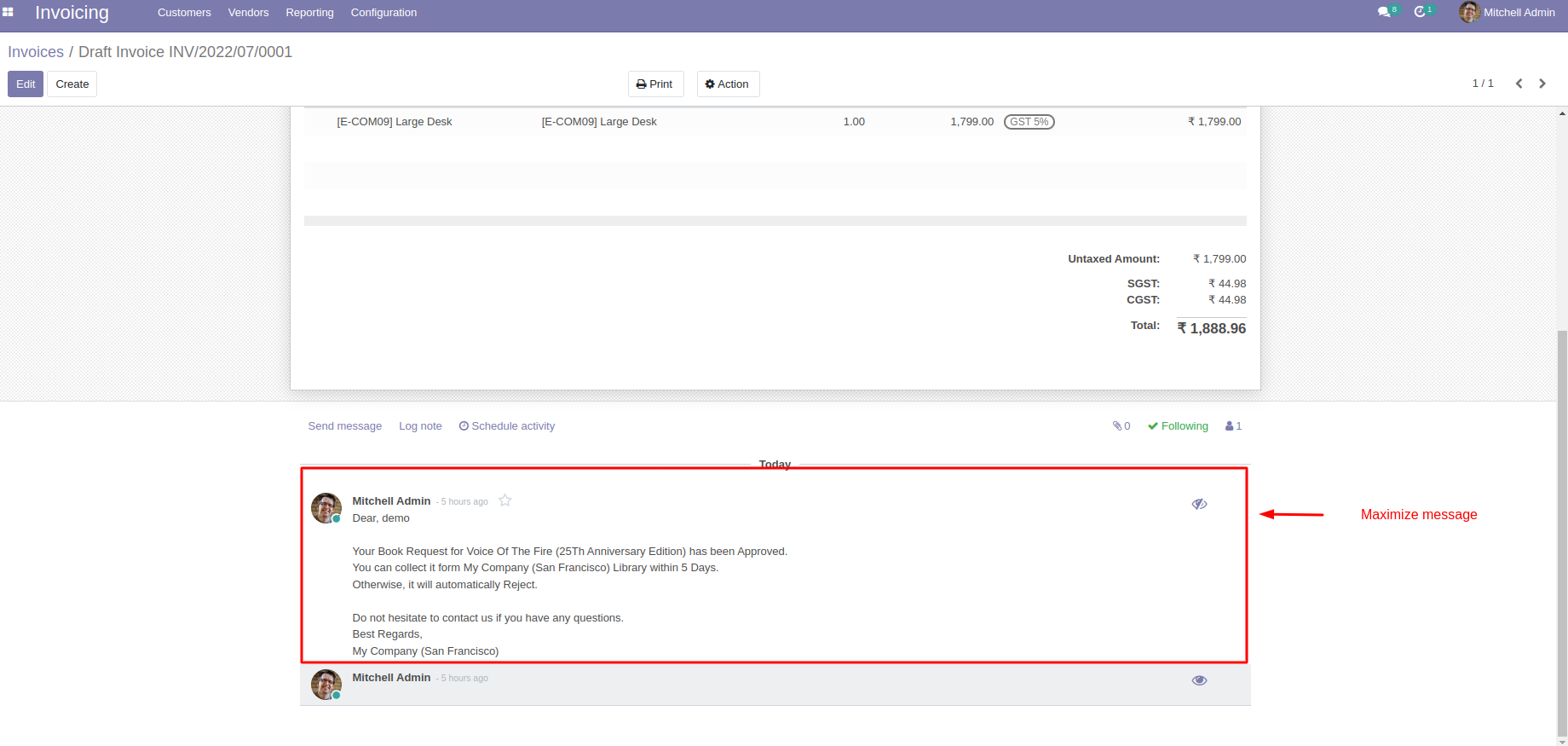 Mail Chatter Toggle - You can toggle mail chatter by using this module. | Mail | Discuss | Chatter | Mail Chatter | Toggle | Inbox | Mail Chatter Toggle | Minimize and Maximize Mail Chatter | Mail Chat Toggle | Chat Log