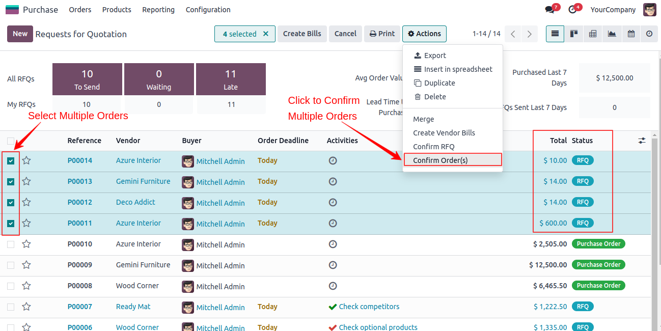 Purchase Quotation Multi Confirmation