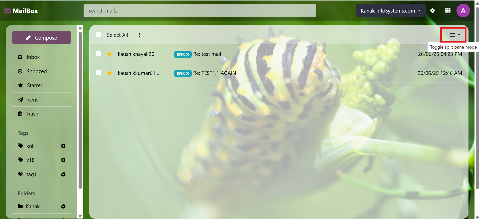 Mailbox (Odoo Inbox) - 
        This module is used to send or receive mail through the recipient, user can do the following types of message-send message, inbox message, starred or unstarred message, etc.
    
