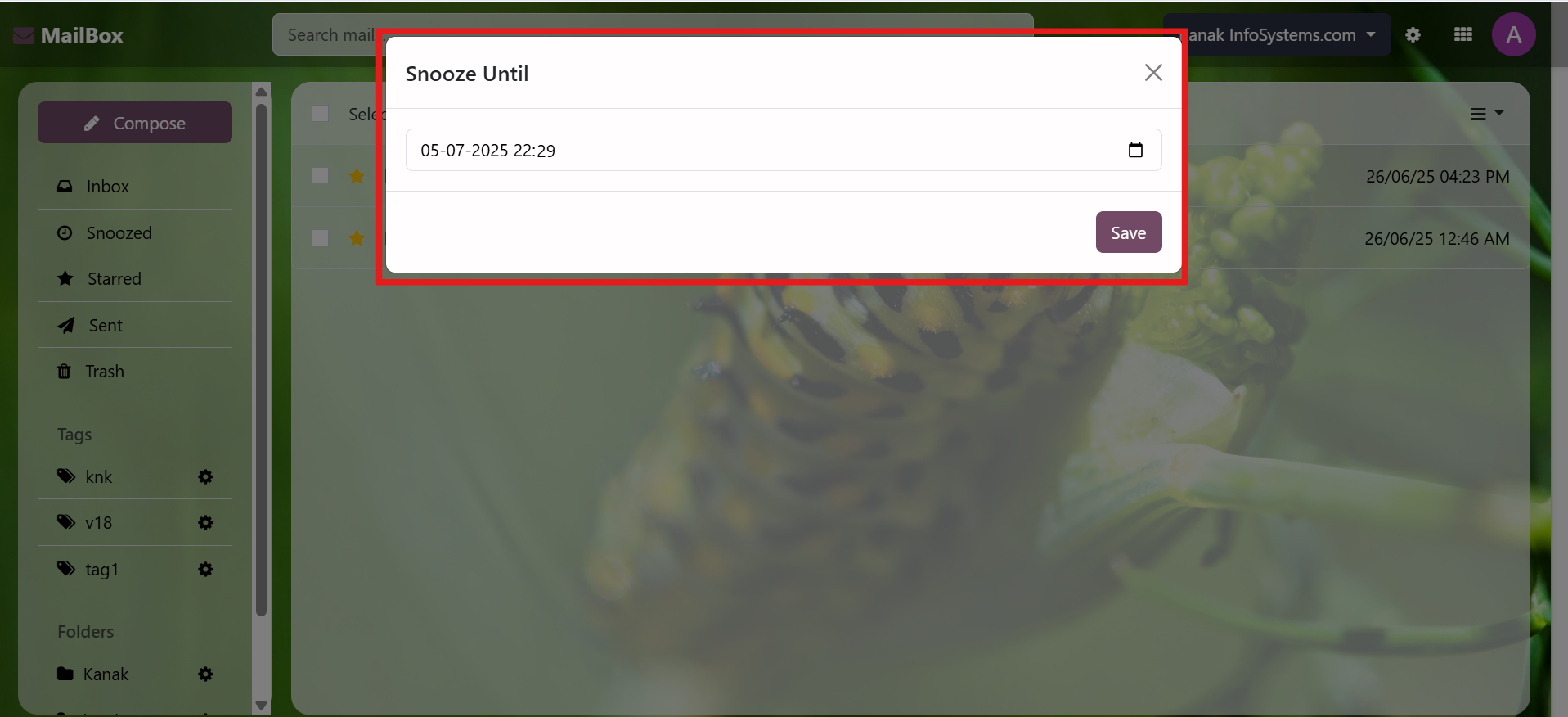 Mailbox (Odoo Inbox) - 
        This module is used to send or receive mail through the recipient, user can do the following types of message-send message, inbox message, starred or unstarred message, etc.
    