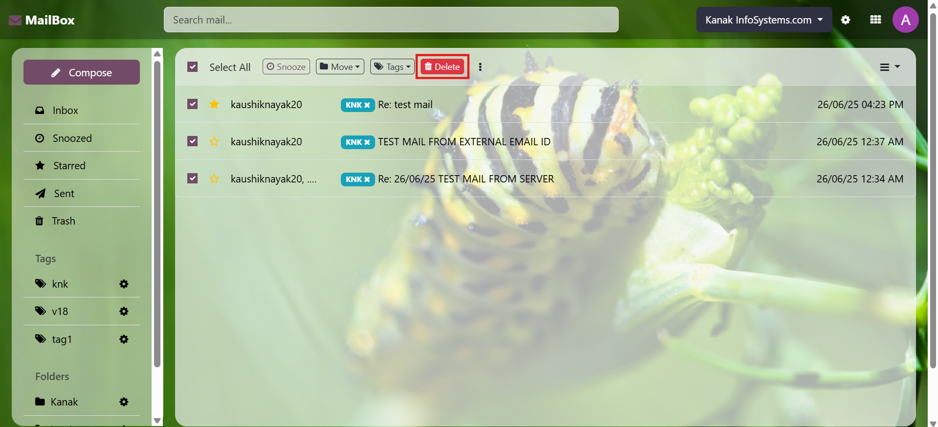 Mailbox (Odoo Inbox) - 
        This module is used to send or receive mail through the recipient, user can do the following types of message-send message, inbox message, starred or unstarred message, etc.
    
