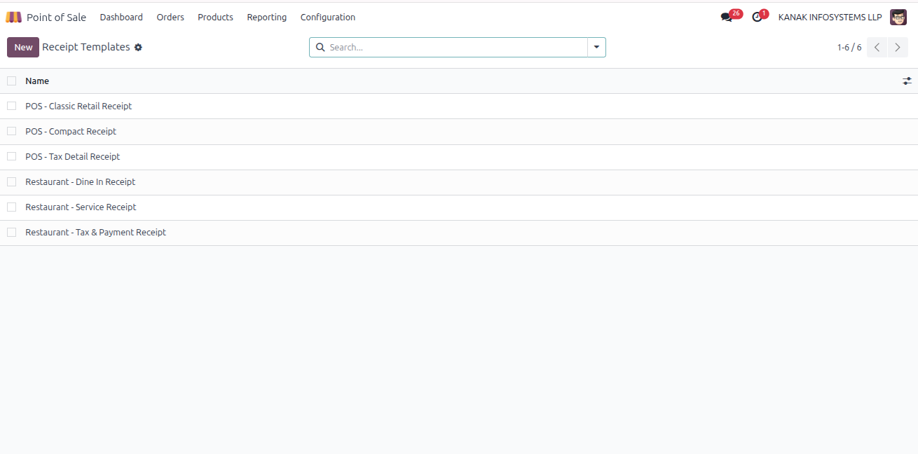 Receipt Template Configuration