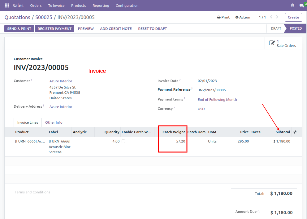 Product Catch Weight (Inventory)