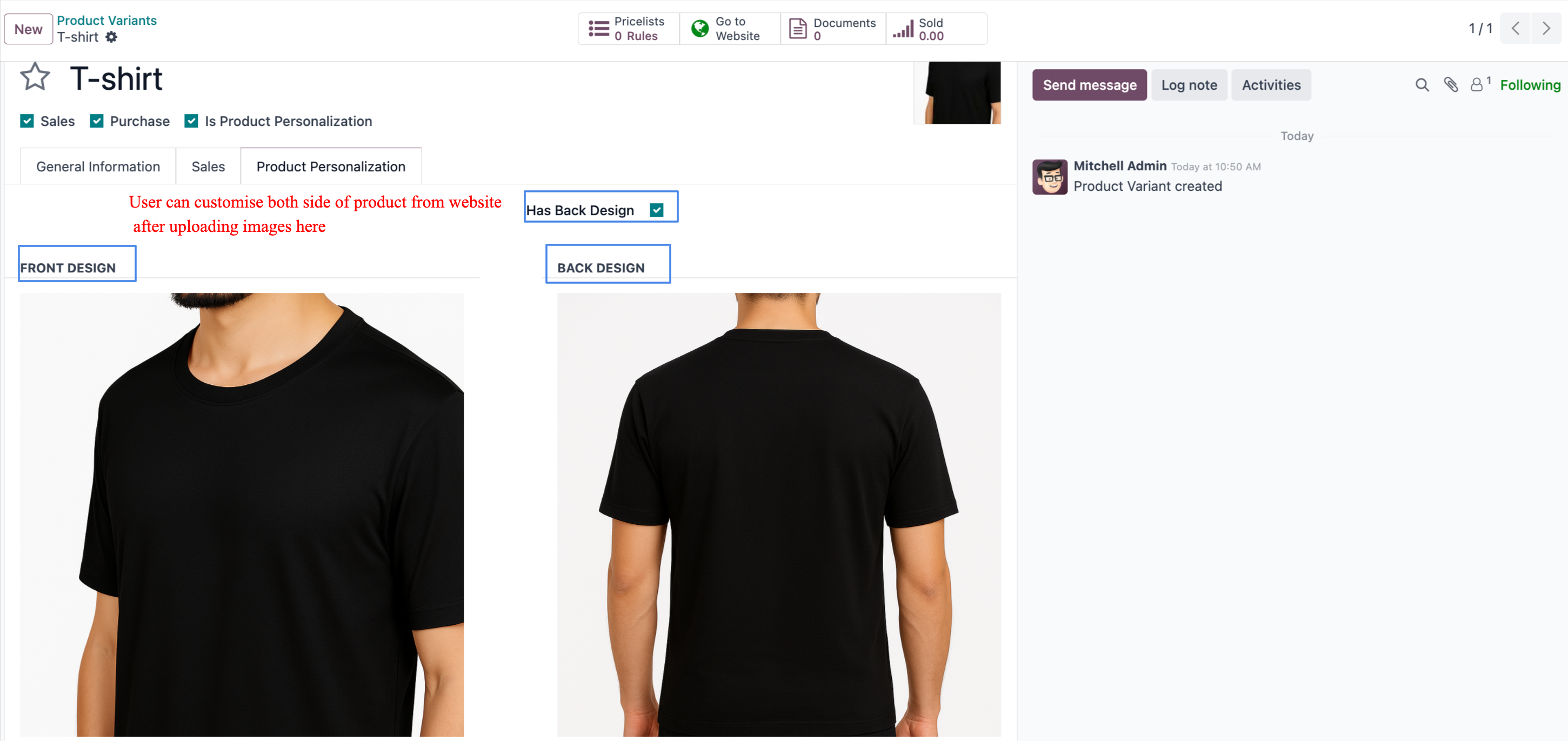 Product Personalization Setting