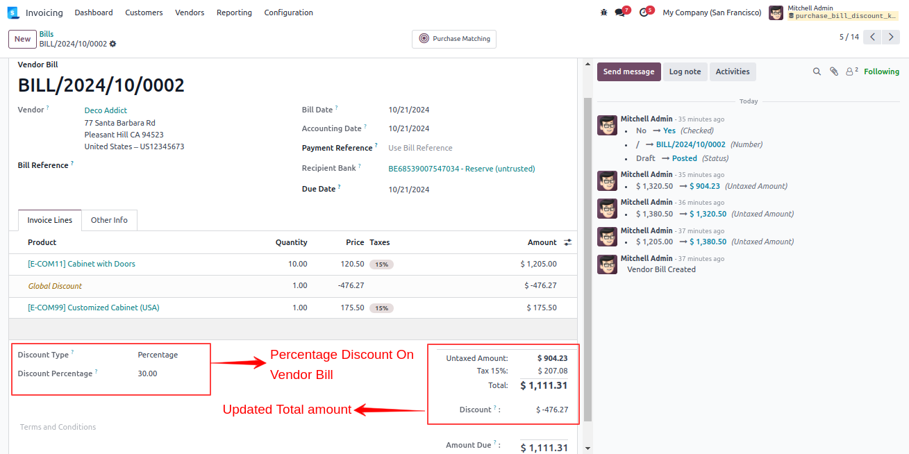 Discount On Purchase Orders & Vendor Bills