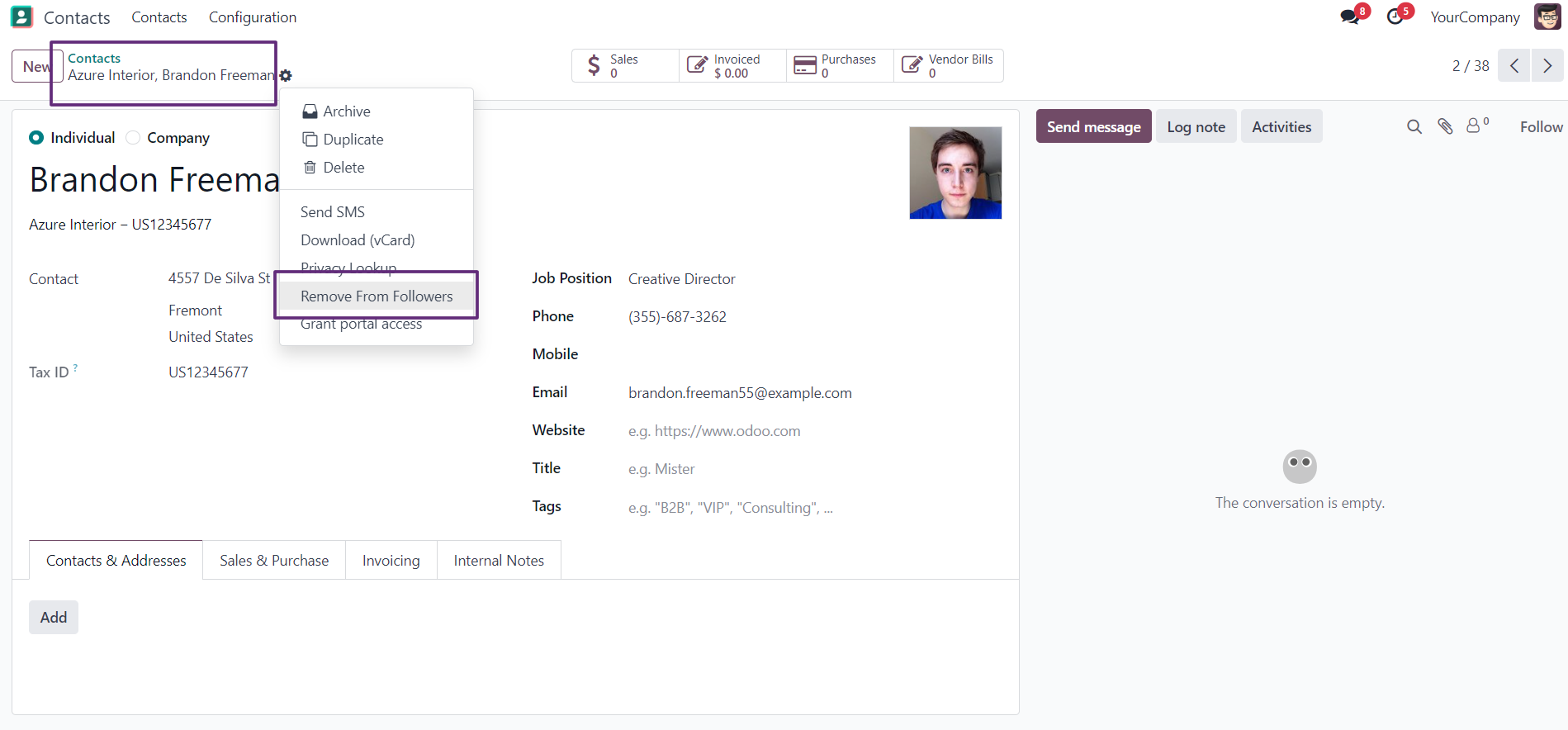 Remove All Followers - The Remove All Followers Odoo module lets you easily remove all followers from the chatter with a single click.
