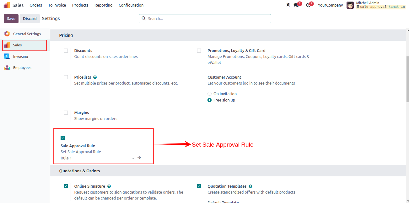 Sale Approval Rules