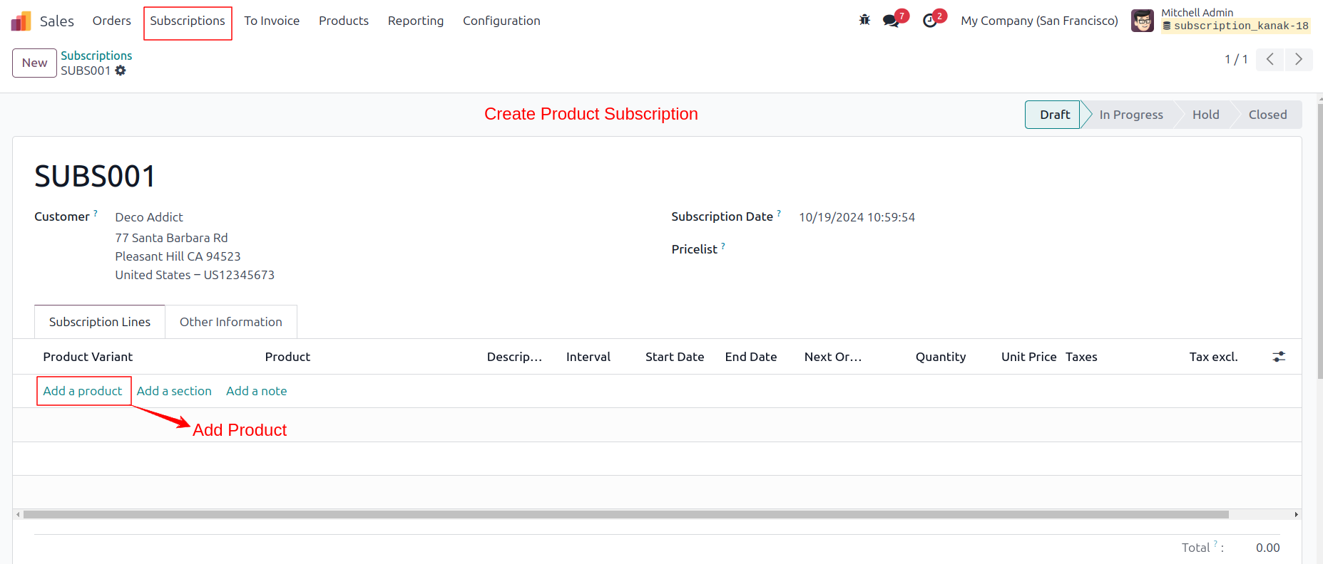 Product Subscription Management