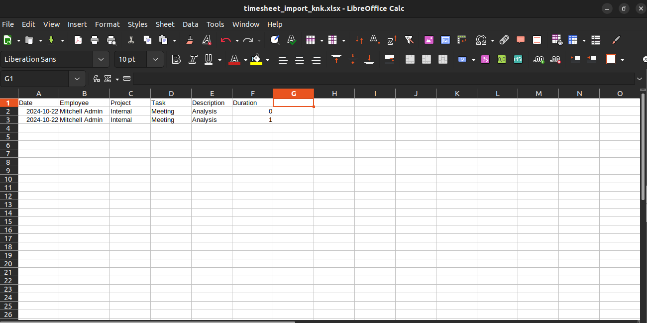 Timesheet Import from XLSX and CSV