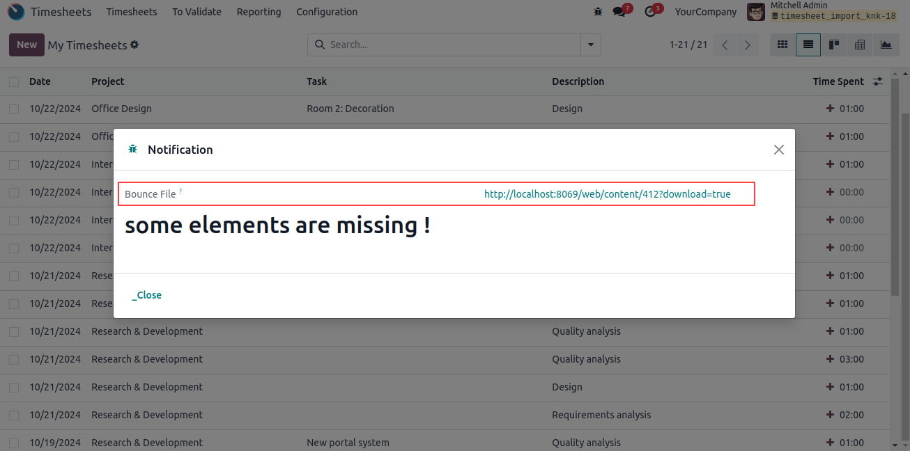 Timesheet Import from XLSX and CSV