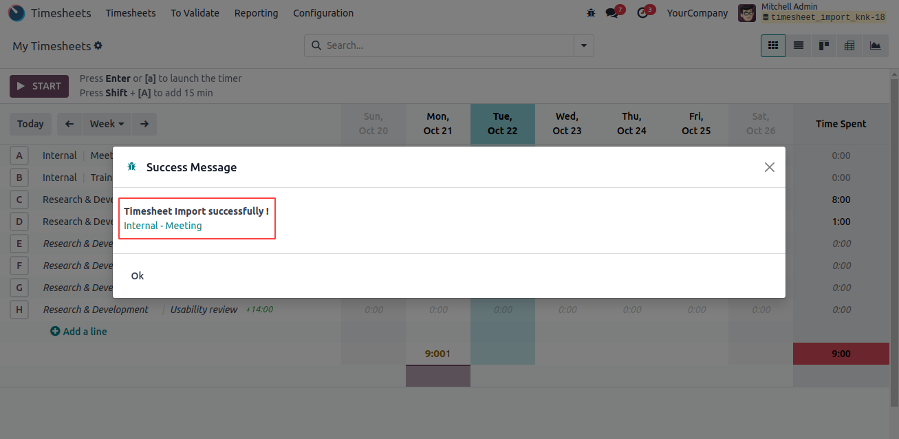 Timesheet Import from XLSX and CSV