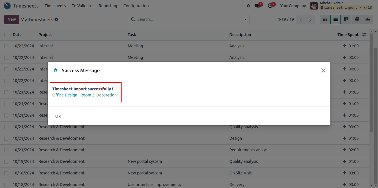 Timesheet Import from XLSX and CSV