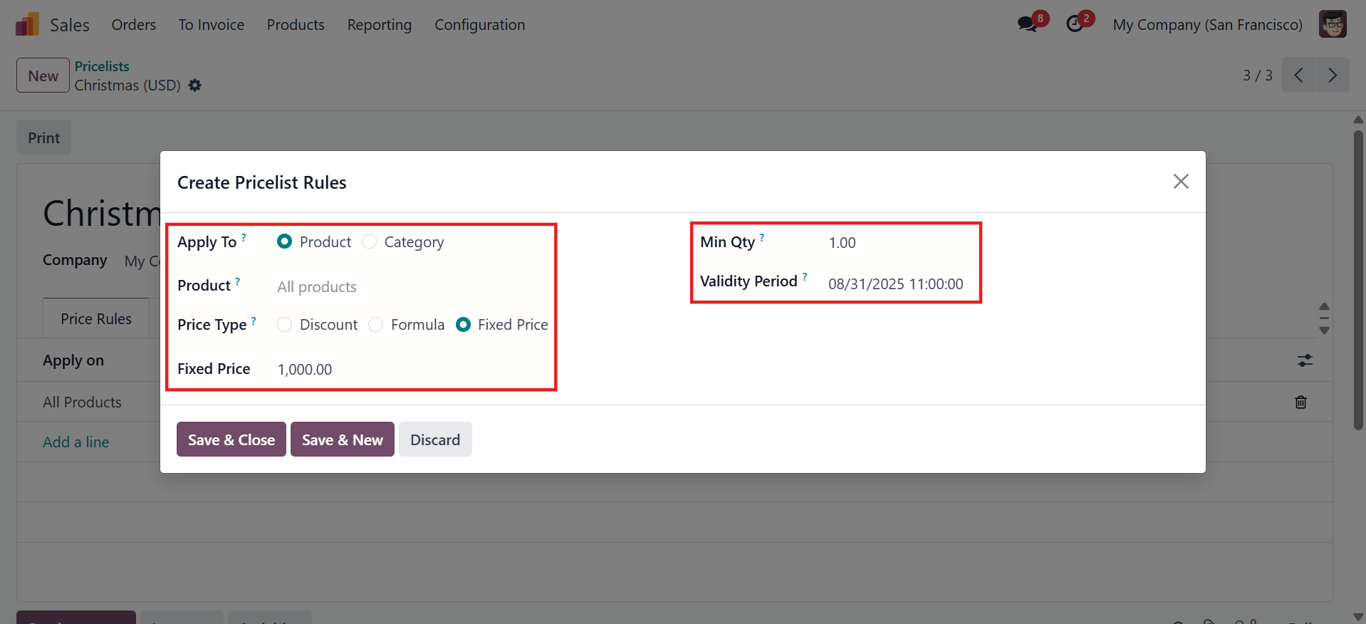 web price list