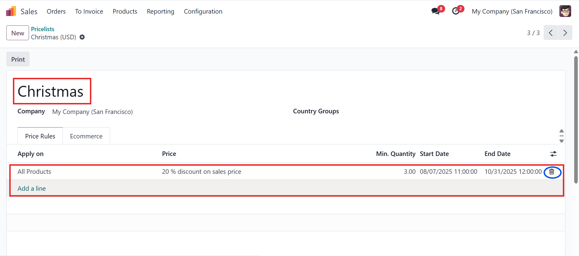 web price list