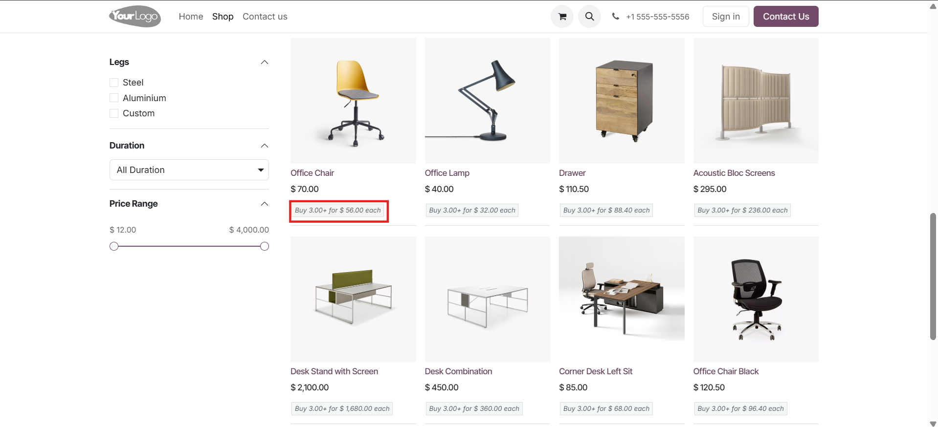 web price list