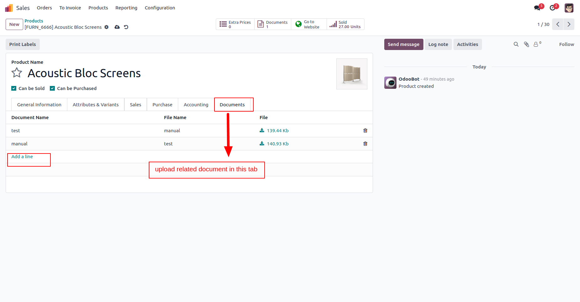 Navigate to document tab