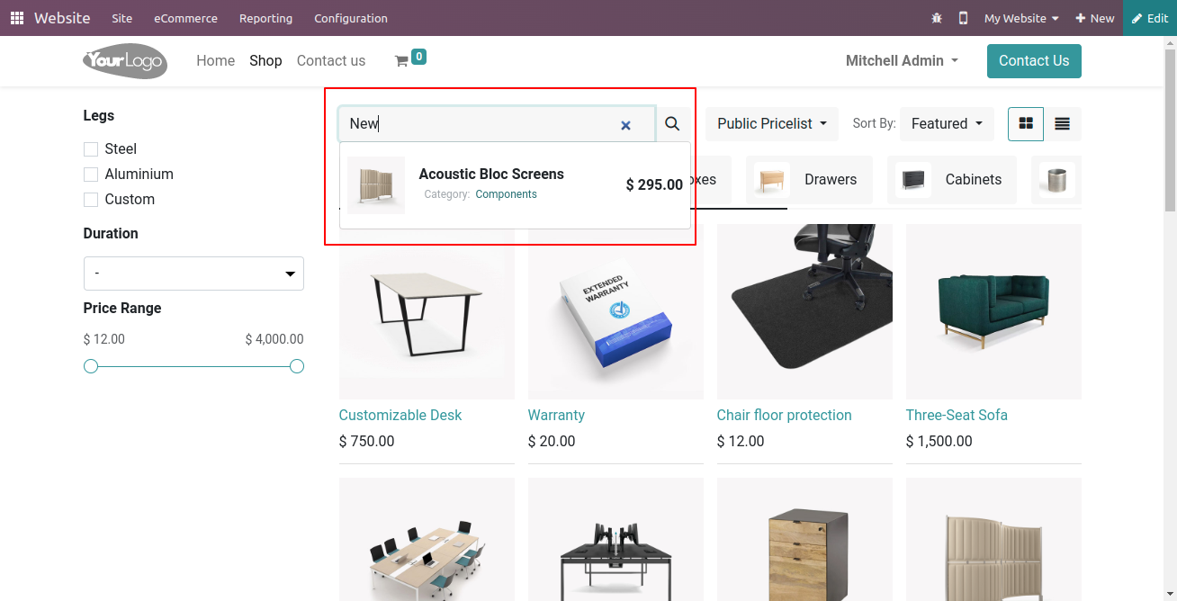 Website Search Product Tags
