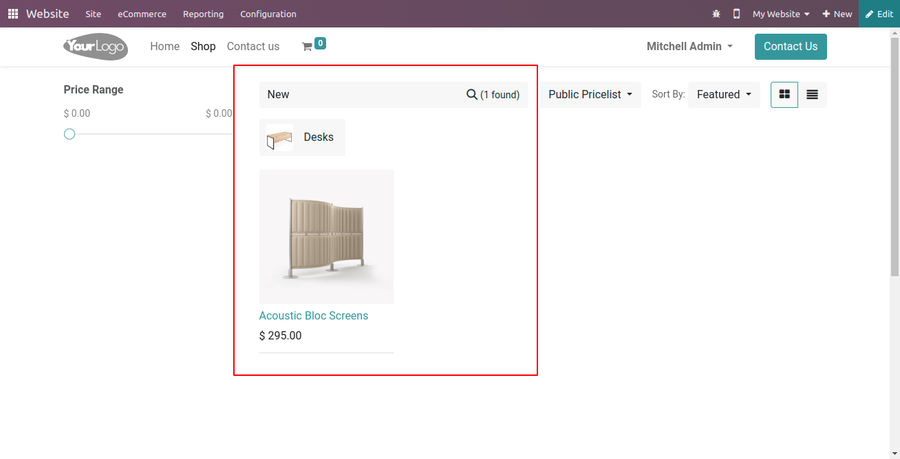 Website Search Product Tags