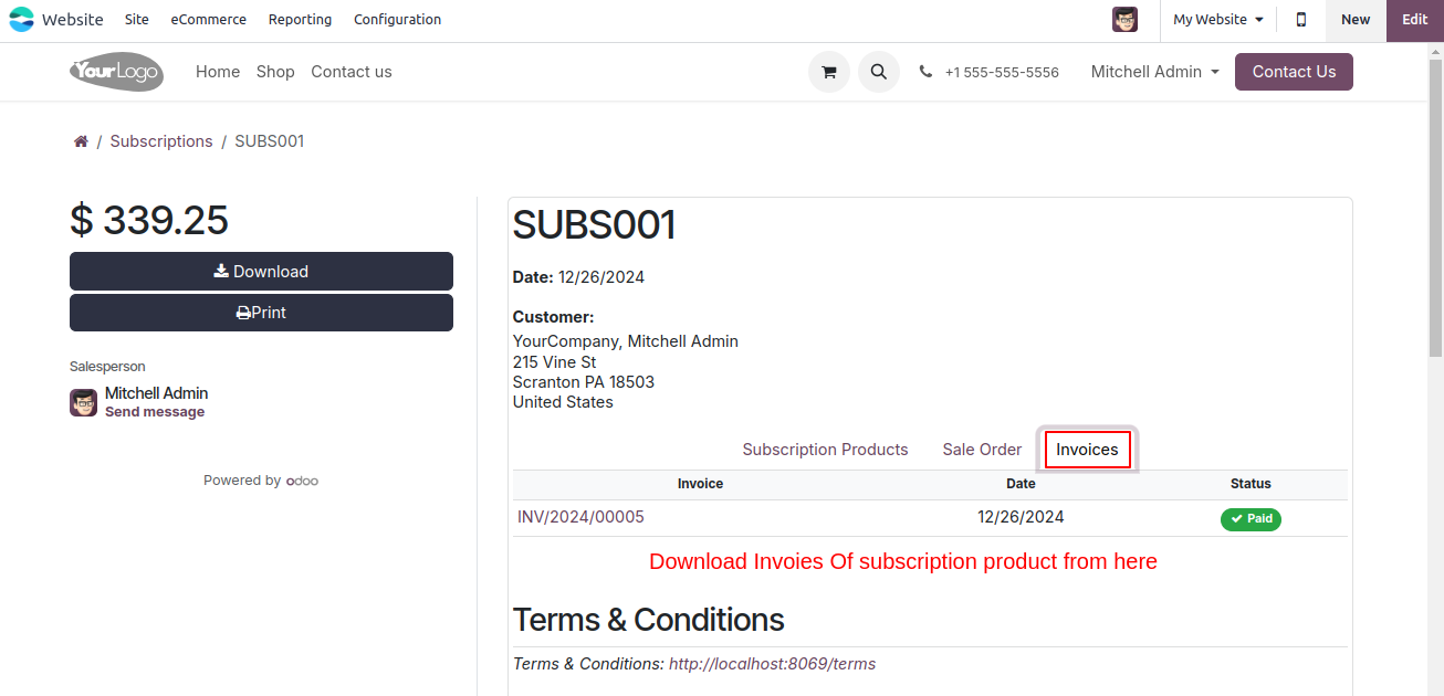 Website Product Subscription Management