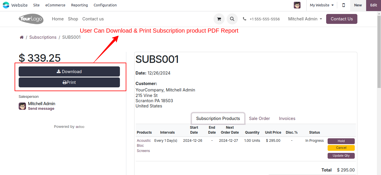 Website Product Subscription Management