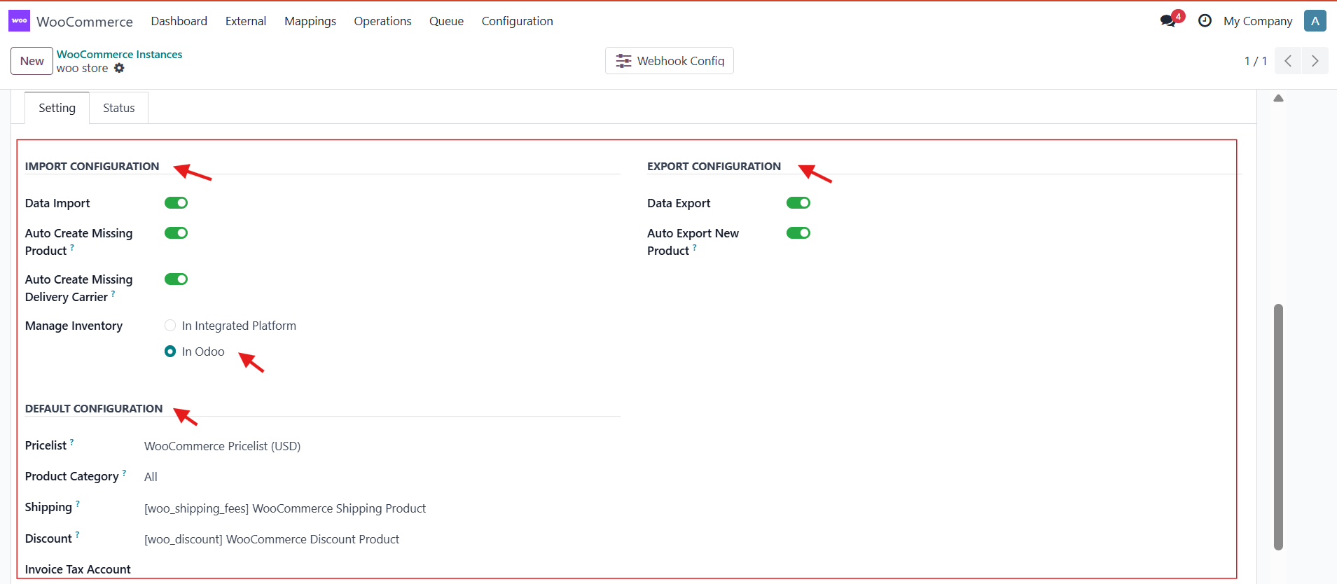 WooCommerce Integration instance