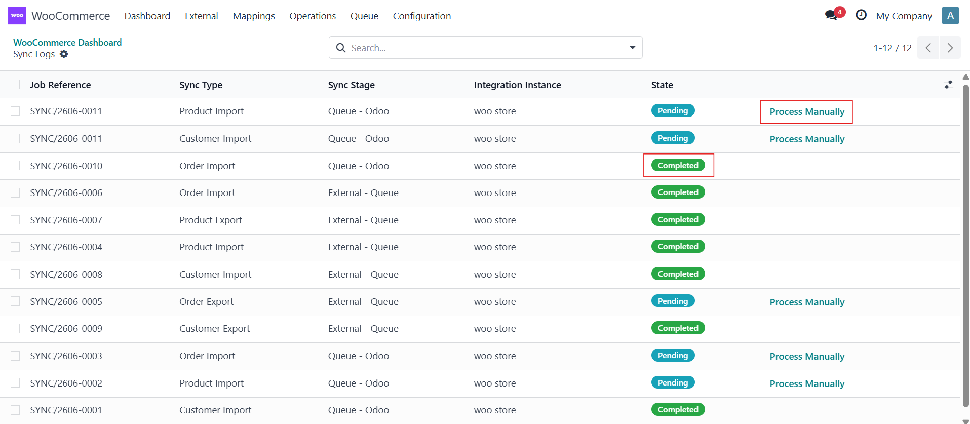 WooCommerce Status Mapping