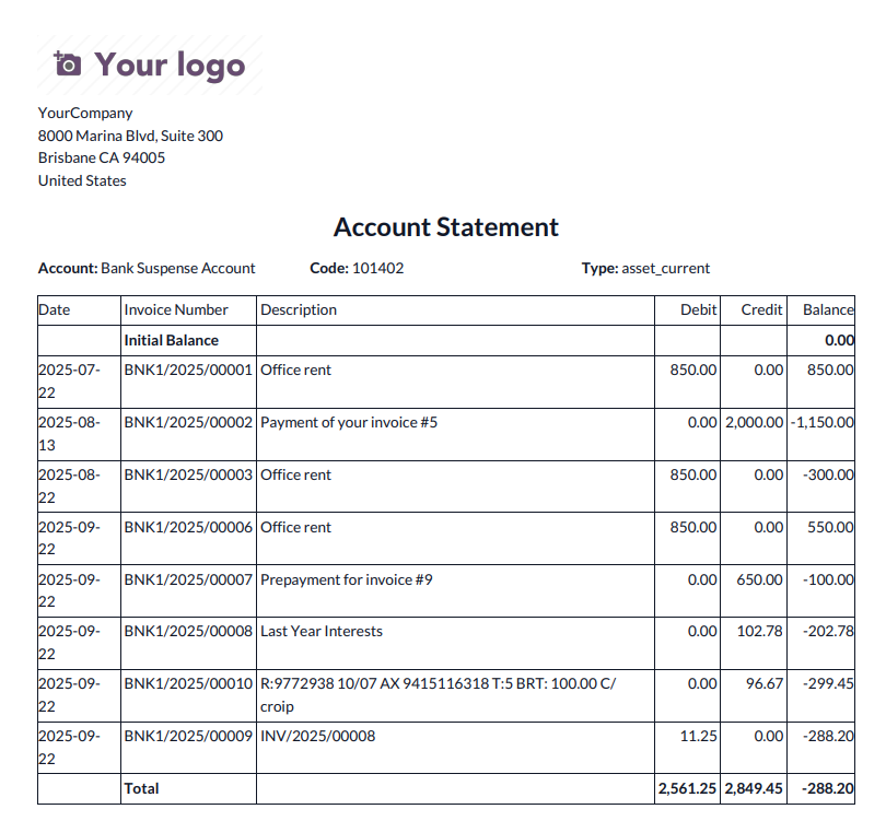 Account Statement PDF Preview
