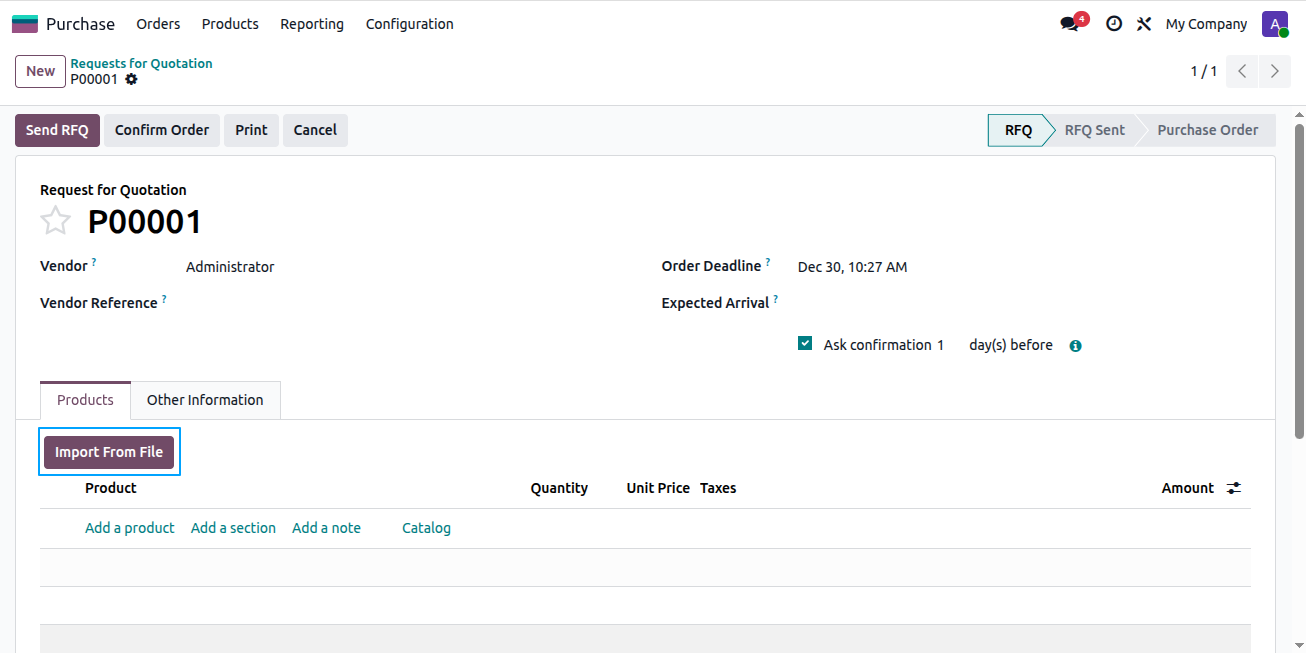 Import Mass Product to Purchase