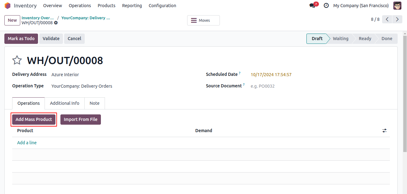 Add Mass product to Transfers