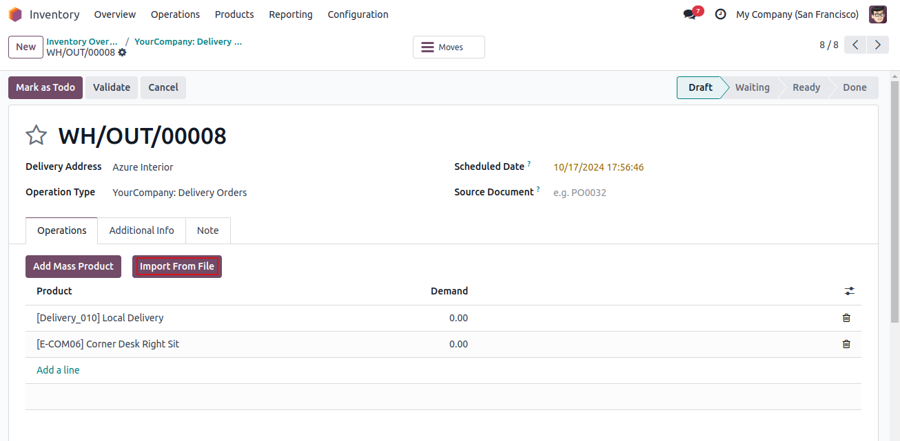 Add Mass product to Transfers