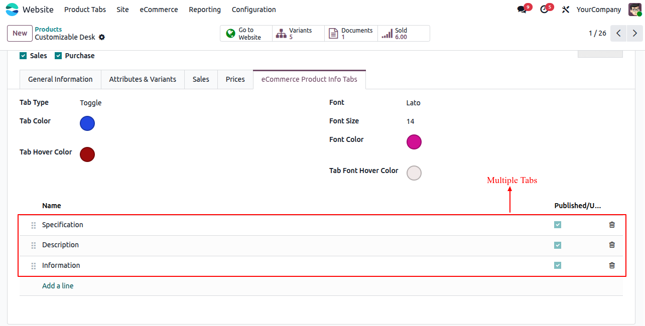 Website Advance Product Tabs