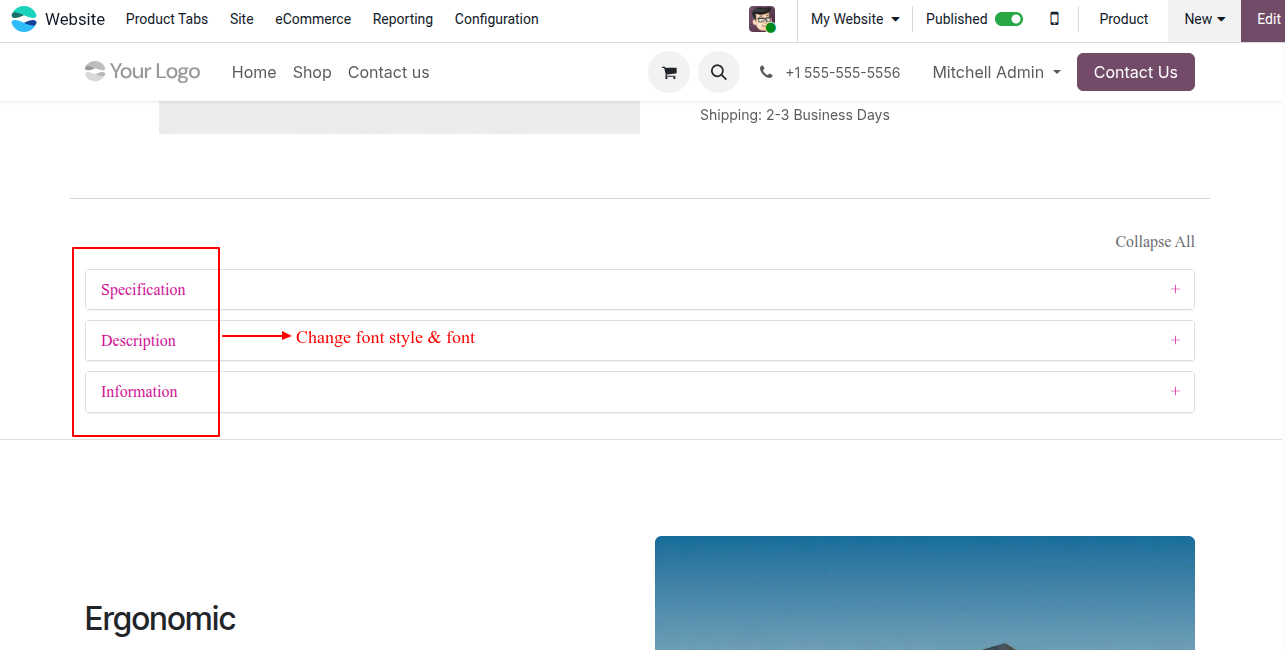 Website Advance Product Tabs