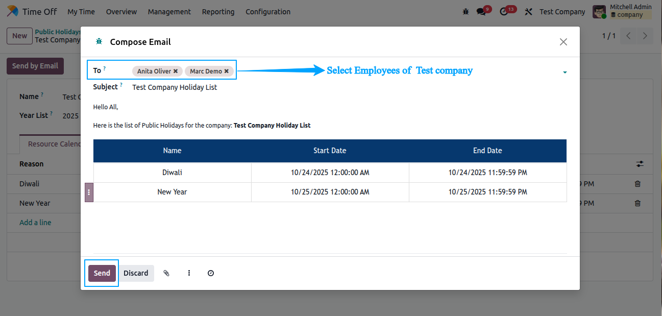 update holiday calendar