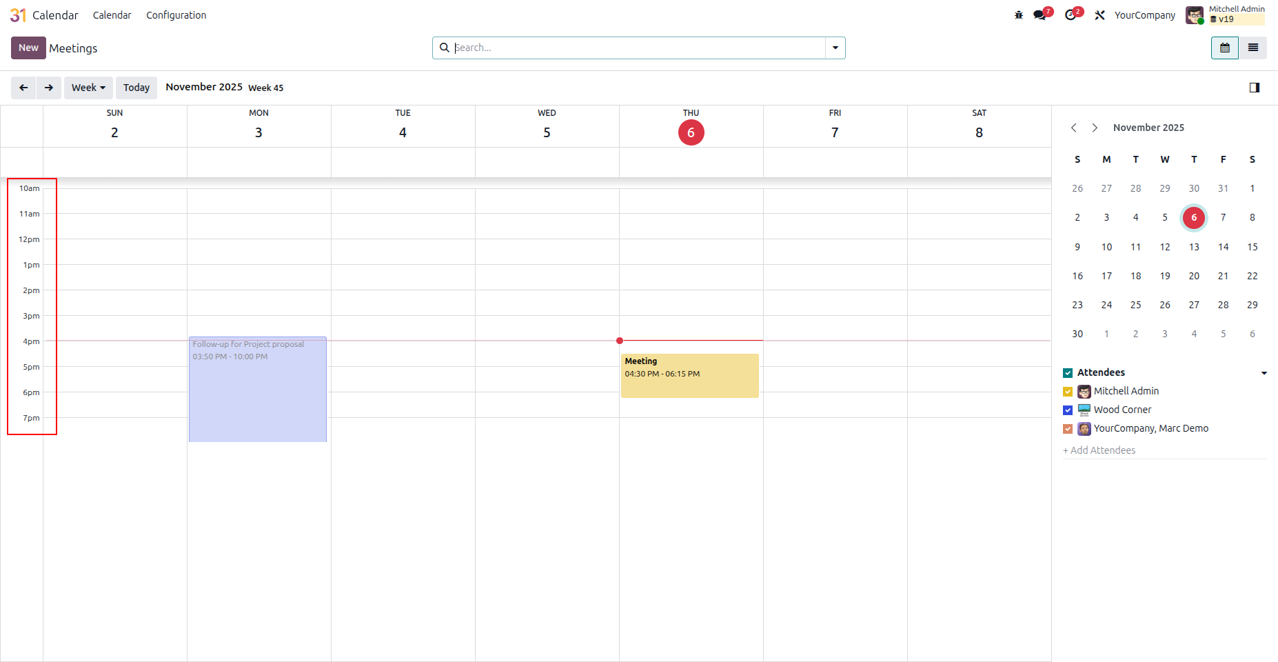 Calendar Time Slots View