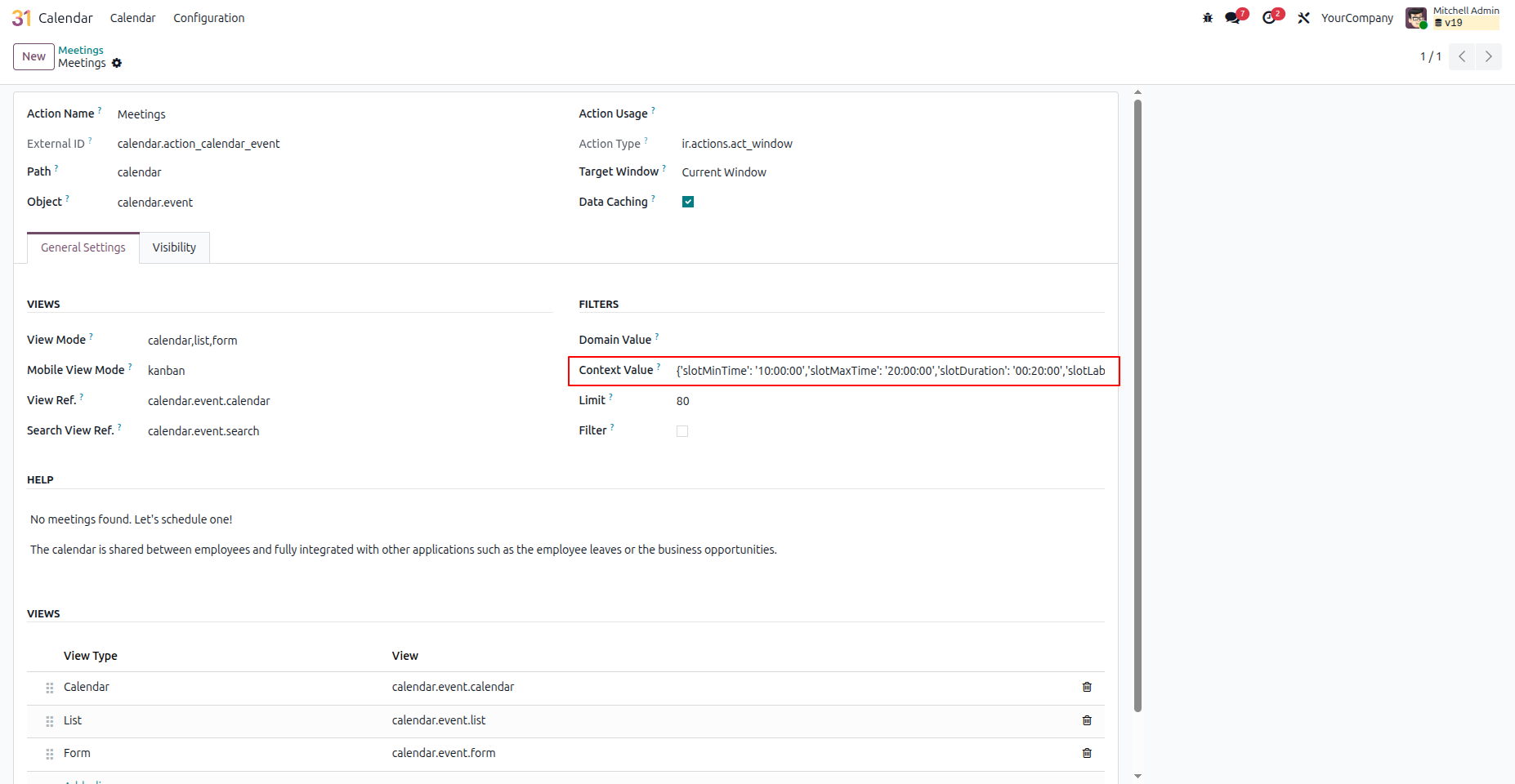 Custom Calendar Hours with Intervals