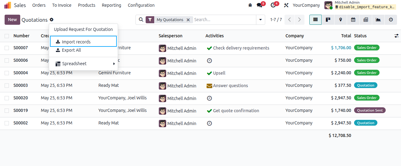Disable Import Feature