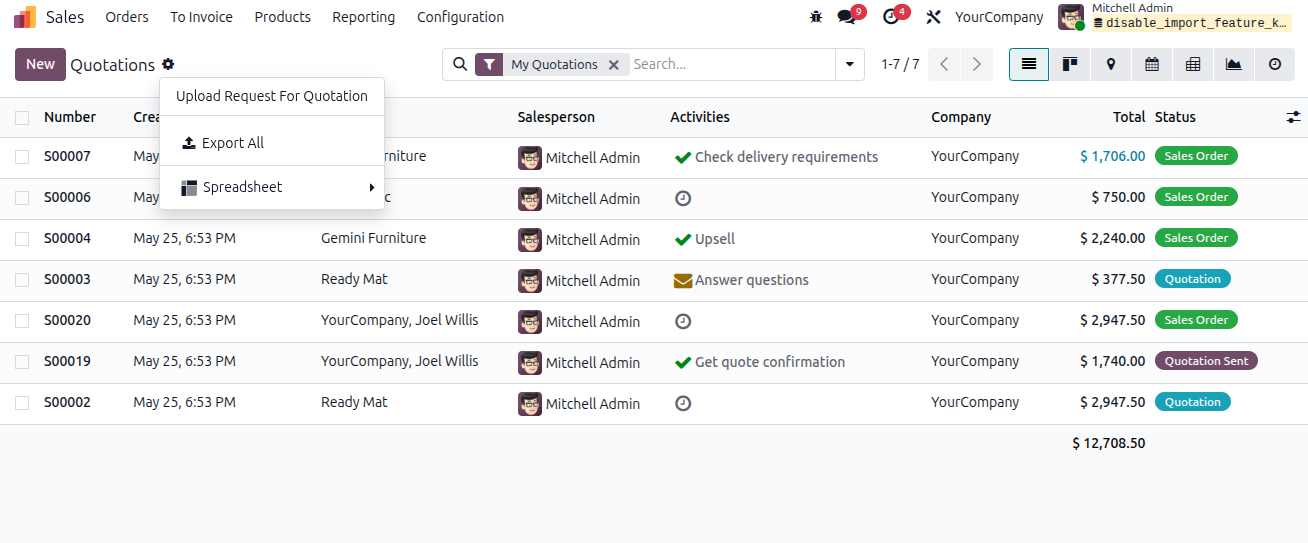 Disable Import Feature