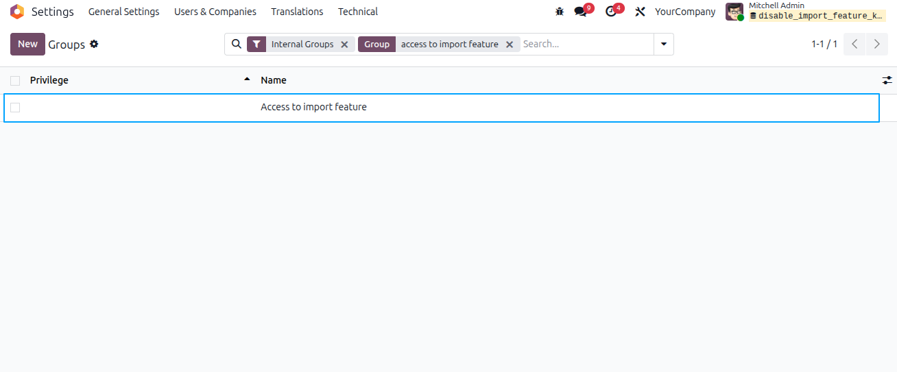 Disable Import Feature