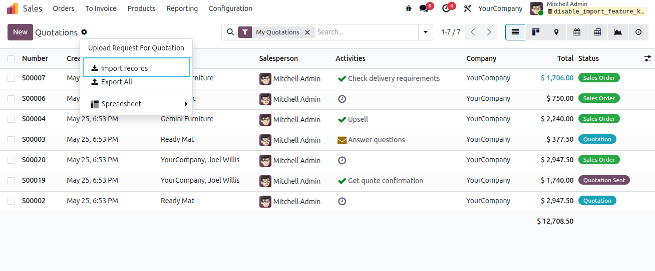 Disable Import Feature