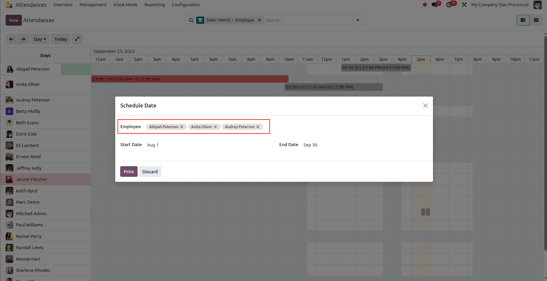 Select Multiple Employees Popup