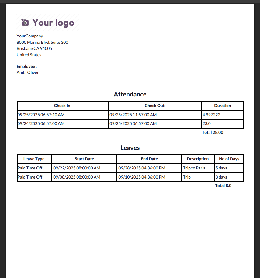 Full Attendance PDF