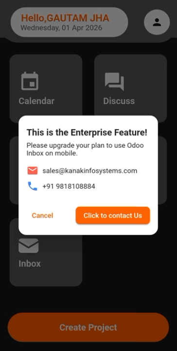 Odoo inbox chat interface with messaging media sharing and collaboration