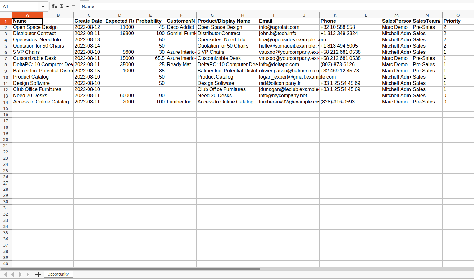 export crm leads and Opportunities