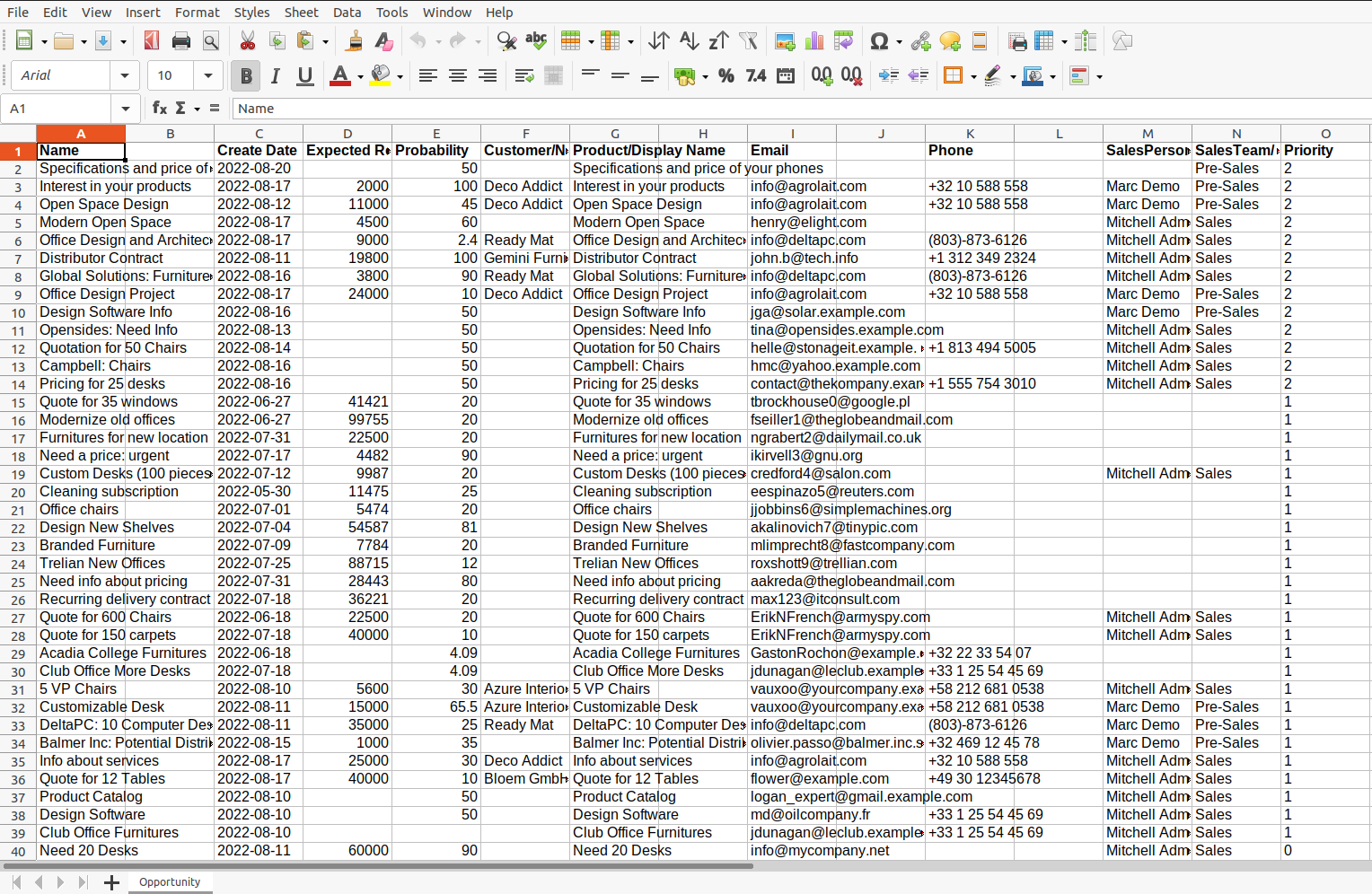 export crm leads and Opportunities