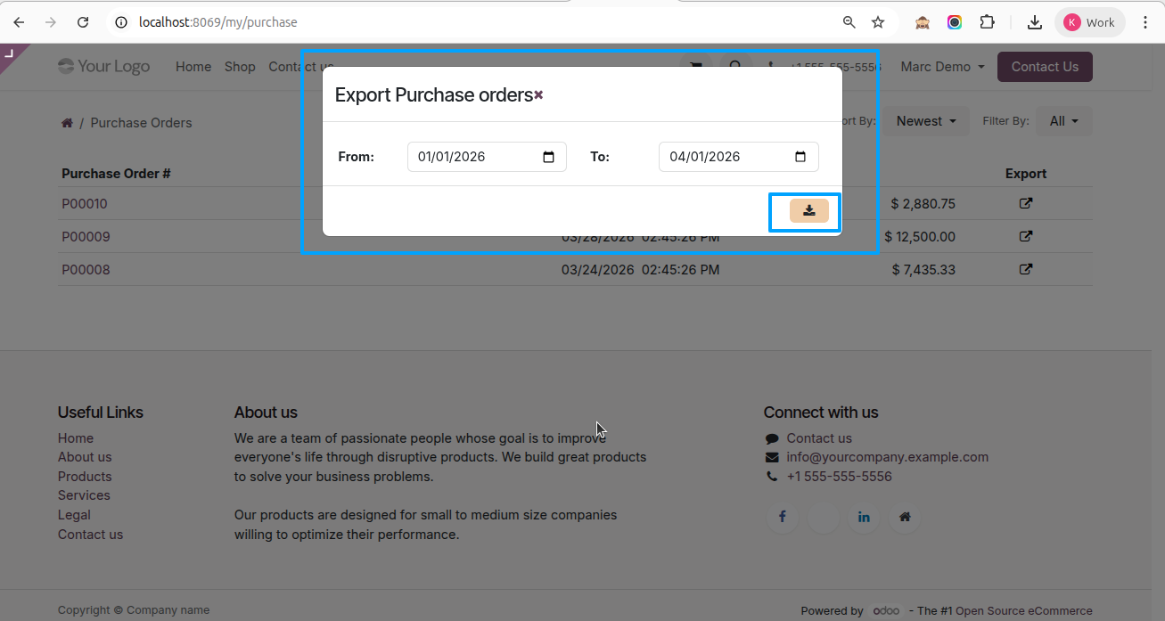 Export Purchase Order