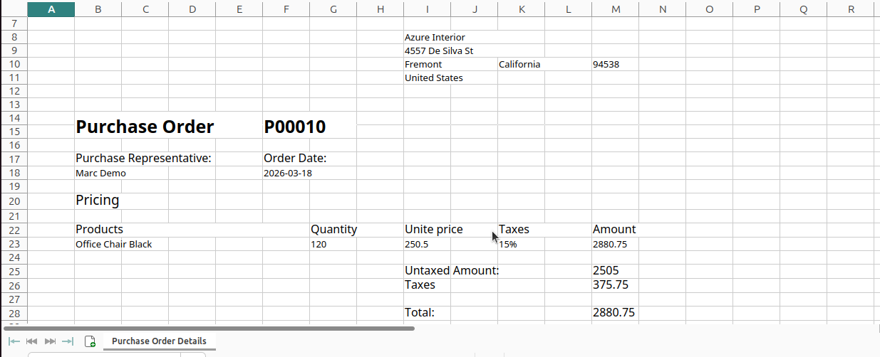 Export Purchase Order