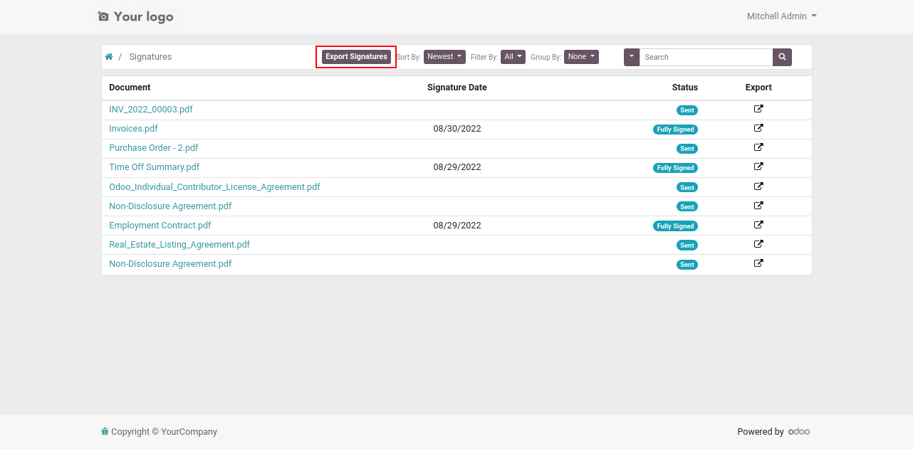 Export Multiple Signature Requests
