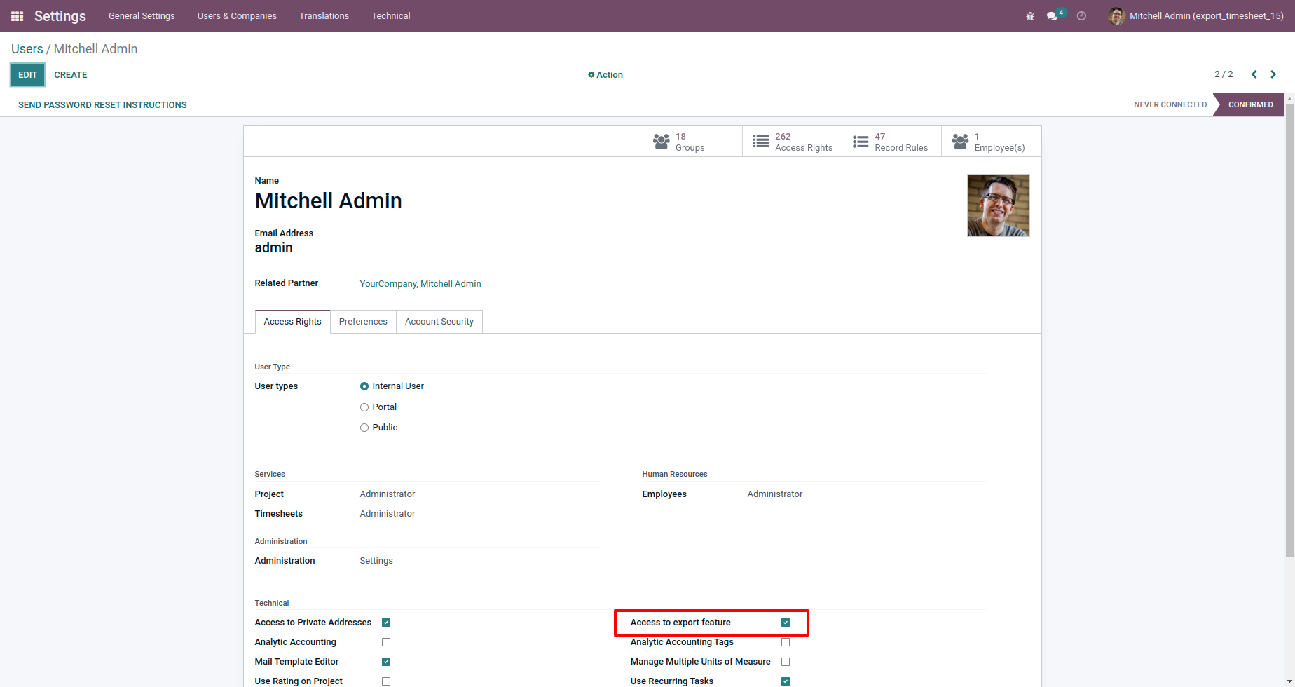 Export Timesheets Portal