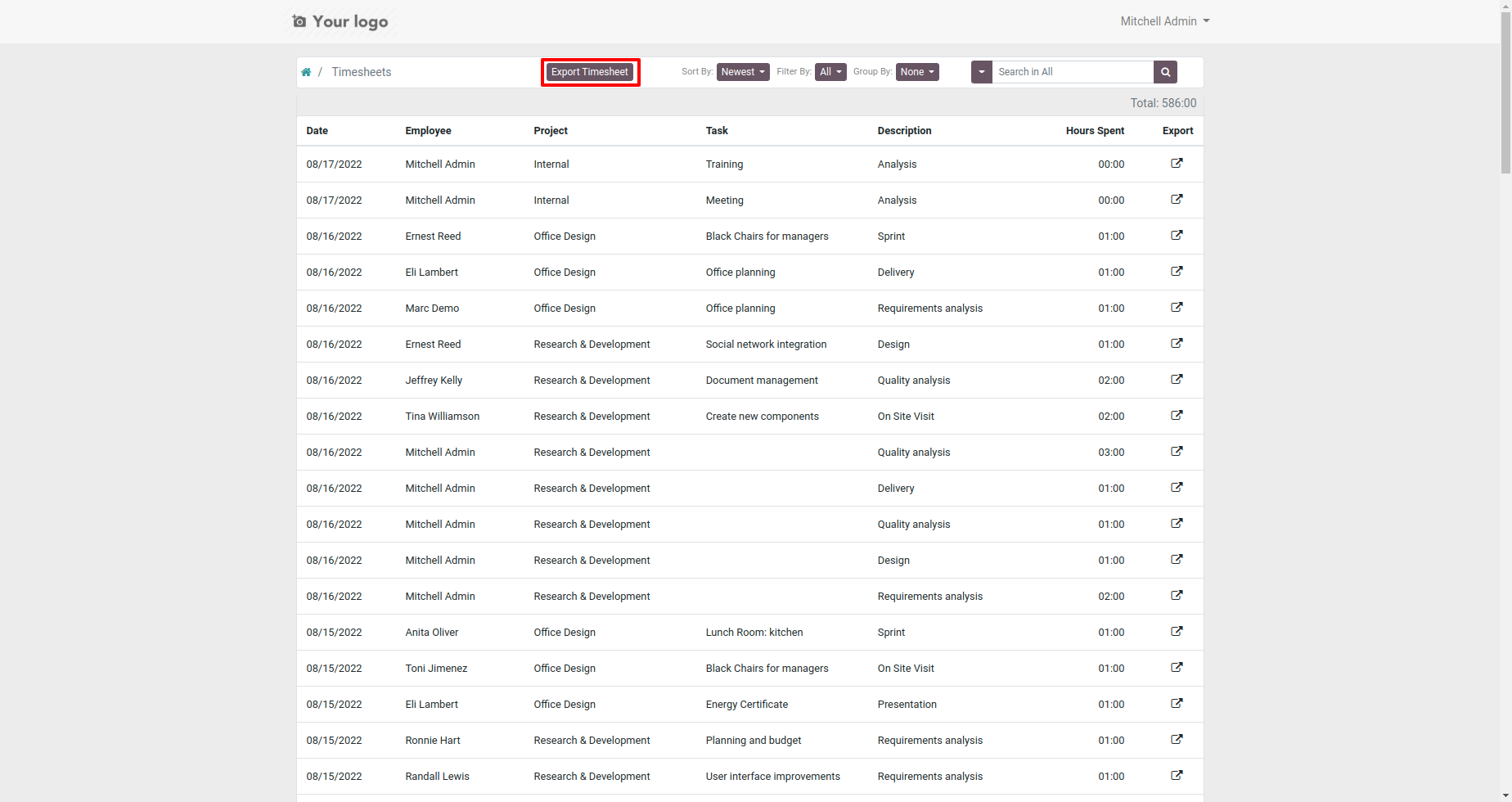Export Timesheets Portal